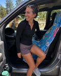DrySee car seat cover towel in use — lifestyle